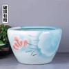 Fabricante de Tanques de Peces de Cerámica Azul Claro Jingdezhen Balcón Piscicultura Tradicional Tanque de Nenúfar Loto Patio Exterior Tanque de Agua