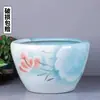 Fabricante de aquários de cerâmica azul claro de Jingdezhen personaliza aquários para varanda, tanques para nenúfares e lótus, e tanques para plantas verdes em pátios externos