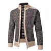 2025 Novo Outono e Inverno Transfronteiriço Veludo Espessado Tamanho Grande Suéter Jaqueta de Comércio Exterior Casual Gola Alta Cardigan Masculino Atacado