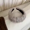 Faixa de Cabeça de Pelúcia de Aba Larga para Outono e Inverno, Feminina, de Coroa Alta, para Uso Diário, Faixa de Cabeça para Pressionar o Cabelo, Acessório de Cabeça com Presilha da Moda