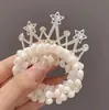 Diadema de Perlas Artificiales de Princesa para Niñas, Goma para Moño de Alta Elasticidad, Accesorio Elástico para el Cabello