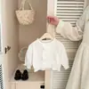 Colete Tricot Camadas Estilo Coreano Outono e Inverno para Meninas Novas Roupas de Inverno para Bebês Estiloso Gola de Renda Colete Bolero Espesso