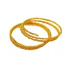 Pulseira de Três Círculos Dourada Estilo Antigo com Contas Disco Brilhantes, Pulseira Anel Elástico de Memória Ajustável para Mulheres