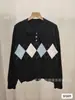 Nuevo suéter de punto casual para mujer de otoño e invierno, estilo universitario, con patrón de rombos, manga corta y larga