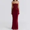 Vestido Largo Bustier Sexy Estilo Nuevo de Invierno, Estilo Elegante de Dama, Color Sólido, Sencillo, de Gama Alta, Espalda Descubierta, Ajustado, Vestido Elegante