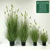Planta en maceta de hierba de cola de perro artificial corta transfronteriza, oruga, paisajismo de plantas pequeñas, adornos decorativos para sala de estar, paisaje de plantas verdes artificiales