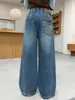 Calça Jeans Feminina Primavera e Outono 2026 Novo Modelo Infantil Bordada Solta Reta Wide Leg para Crianças Maiores Calças de Outono