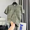 Camiseta Informal de Verano Nueva Estilo Tie-Dye Bordada con Letras Cuello Redondo Manga Corta para Hombre Moderna Patchwork Simple Versátil de Media Manga