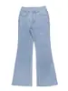 Jeans Skinny ZT41 Feminino de Cintura Alta, Jeans Azul Claro, Moda de Rua Calças Jeans