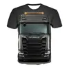 Exportação Transfronteiriça Venda Quente Verão Novo Caminhão Pesado Masculino Esportivo Manga Curta Impressão 3D Pulôver Casual Moda Camiseta