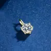 Colar Clássico Coração Floco de Neve Seis Garras Moissanita Feminino Prata Esterlina Simples Pingente de Moissanita de Alto Padrão Presente de Aniversário