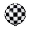 Globo de aluminio con cuadrícula en blanco y negro de 18 pulgadas transfronterizo, decoración para fiesta de cumpleaños con temática de neumáticos de carreras, lote de globos de aluminio