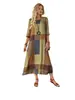 2026 Novo Vestido Longo de Xadrez Solto Estilo Europeu e Americano Transfronteiriço 3D para Mulheres, Vestido Longo de Linha A com Bloqueio de Cor Retrô, Item Quente Transfronteiriço