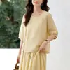Nueva Camisa de Lino Estilo Chino Manga Corta para Mujer Verano 2026 Nuevo Estilo Solapa Oblicua Botones de Rana Bordado Estilo Nacional Top Camisa para Mujer