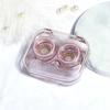 Caixa de lentes de contato portátil transparente mini simples caixa de lentes de contato de uma peça pupila de beleza caixa duplex sem tampa de rosca atacado