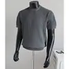 Camiseta de Tricô de Manga Curta para Homem, Textura Canelada, Sensação Fresca de Verão, Casual Respirável Gola Alta, Atacado de Fábrica Dropshipping Transfronteiriço