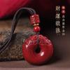 Colgante con hebilla de seguridad de cinabrio natural, colgante de Pixiu de arena de oro púrpura de alto contenido, collar de este año de vida, cadena de suéter en vivo