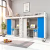 Cama de Hierro Forjado, Escritorio y Armario Combinados Yifanmei para Residencias Universitarias, Dormitorios de Estudiantes y Personal, con Escaleras Seguras para Entrar y Salir