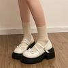 Mocassins Versáteis de Bico Redondo com Sola Grossa e Salto Grosso para Mulheres Novos Verão Retrô Estilo Britânico Boca Rasa Sapatos Mary Jane para Mulheres