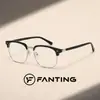 Gafas de media montura con barra superior para mujer, gafas planas para hombre, diseño de puente negro y plateado, moda cotidiana