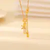Yuebao Jewelry Calcedonia Blanca Natural Plata de Ley S925 Chapada en Oro Diseño de Nudo de Bambú y Hoja Mensaje Auspicioso Elegante Collar para Clavícula con un Toque de Alta Gama