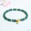 Pulsera de Jade Natural Grado A de Guan Yu con Cuentas Azules de Abaco y Vainas de Loto Joyería Venta al por Mayor en Vivo S5052703