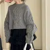Suéteres de Outono e Inverno para Meninas, Tendência da Moda Infantil Marca Coreana Retrô Fashionável Celebridade da Internet Tricô Curto