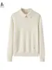 Suéter de Cachemira para Mujer Solapa Tejido de Punto Tejido de Punto Engrosado Tejido de Punto a la Moda Manga Larga Color Puro Jersey Tejido de Punto Ropa de Punto Camisa Básica