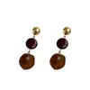 Brincos Longos com Franjas de Pedra Natural Maillard Retrô Design de Nicho Feminino Brincos Elegantes Versáteis Outono e Inverno