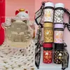 Colgante de Gato de la Suerte de Oro Puro 999 para Atraer Riqueza y Prosperidad, Serie Cubo de Dinero con Cordón, Popular en Transmisiones en Vivo de Tiktok
