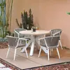 Combinação de Mesa e Cadeira para Exterior Jardim Pátio Terraço Ar Livre Mesa e Cadeira para Exterior Cadeira de Rattan Liga de Alumínio Madeira Plástica Mesa Redonda