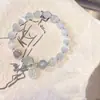 Pulseira de Vidro com Fragmentos de Jade Borboleta Estilo Novo para Mulheres, Pulseira de Girassol de Cristal Colorido Explosivo de Nicho, Em Estoque para Venda no Atacado para Barracas de Mercado