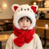 Conjunto de Gorro y Bufanda de Gato para Niños, Invierno Felpa Lindo Gorro con Protección para Orejas de Bebé Niña, Calentador de Cuello Grueso y Cálido para Niños