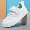 Zapatos Blancos para Niños de Edad Media y Mayores, Parte Superior de Malla y Piel Transpirable, Zapatos Blancos Campus, Zapatos Deportivos Blancos para Niños y Niñas de Primaria, Otoño/Invierno