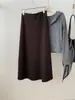 Falda midi de paraguas A-line de cintura alta minimalista de otoño para mujer, corte relajado, adelgazante, versátil, de Lyocell Tencel