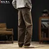 Estilo Old Money, calça casual minimalista de algodão puro para homens, corte reto, nova coleção outono 2026, modelagem solta, tamanhos grandes, design patchwork, calça comprida estilo workwear