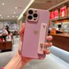 Funda de teléfono con diseño de amor esmerilado y galvanizado para Apple 13/14 Pro, correa de muñeca con soporte para 11/XR, funda blanda, funda protectora de 12 PM