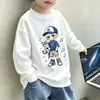 Ropa infantil de moda 2026 nuevo modelo sudadera de otoño e invierno para niños, top de forro polar con estampado de dibujos animados elegante de manga larga para niños mayores