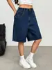 E-commerce Transfronteiriço Amazon Europa EUA Fábrica de Origem Atacado Design Azul Profundo Senso de Estilo Perna Reta Perna Larga Shorts Jeans Femininos