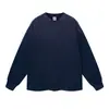350G Tecido Pesado Outono/Inverno Camada Base Retrô Desgastada Algodão Puro Lavado Cor Frita Camiseta de Manga Longa Masculina Mesmo Estilo Camiseta de Manga Longa Camada Base