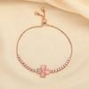 Pulseira de Diamante em Pó de Trevo de Quatro Folhas Olho de Gato Distinta Fashionável Estilo Coreano para Mulheres Pulseira Super Brilhante Exquisita Micro-incrustada de Zircônia Extraível