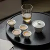 Tazas de Té de Pared Delgada de las Dinastías Tang y Song con Esmalte de Ceniza, Elegantes Tazas de Té Cerámicas para el Hogar, Taza Individual para Eruditos, Tamaño Pequeño, Taza de Té de Roca