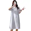 Ropa de Maternidad, Bata de Noche para Lactancia Postparto, Vestido de Verano de Manga Corta, Camiseta de Longitud Media, Ropa de Lactancia para Salir, Tops de Lactancia