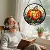 Color Nuevo Transfronterizo Vidrio Redondo Colgante Calabaza de Halloween Atrapasol para Ventana de Casa Jardín