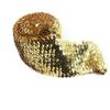 Suministro en Stock de Adorno de Encaje Elástico con Lentejuelas de 8 Filas en Dorado, Plateado y Negro de 7.5cm para Cinturones