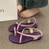 Sandalias Planas Versátiles de Estilo Coreano Ins con Tira Cruzada para Mujer, Sandalias Romanas Planas Casuales de Playa para Verano