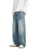 Ropa de Hombre Fengshe / 2026 Primavera y Otoño Nuevo Estilo Americano High Street Retro Jeans Rectos Sueltos con Efecto de Caída y Dobladillos Curvos