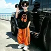Conjunto de Verano para Niños de Manga Corta y Pantalón Largo 2026 Verano Holgado Estilo Hong Kong Casual Moderno Conjunto de Dos Piezas para Niños Mayores