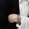 Pulseira de corrente Big O entrelaçada dominadora punk hip-hop de aço inoxidável estilo europeu e americano, corrente moderna de aço titânio para homens e mulheres