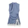 Ropa Europea y Americana de Mujer Transfronteriza, Vestido Mini de Encaje Patchwork de Moda Más Vendido en Aliexpress